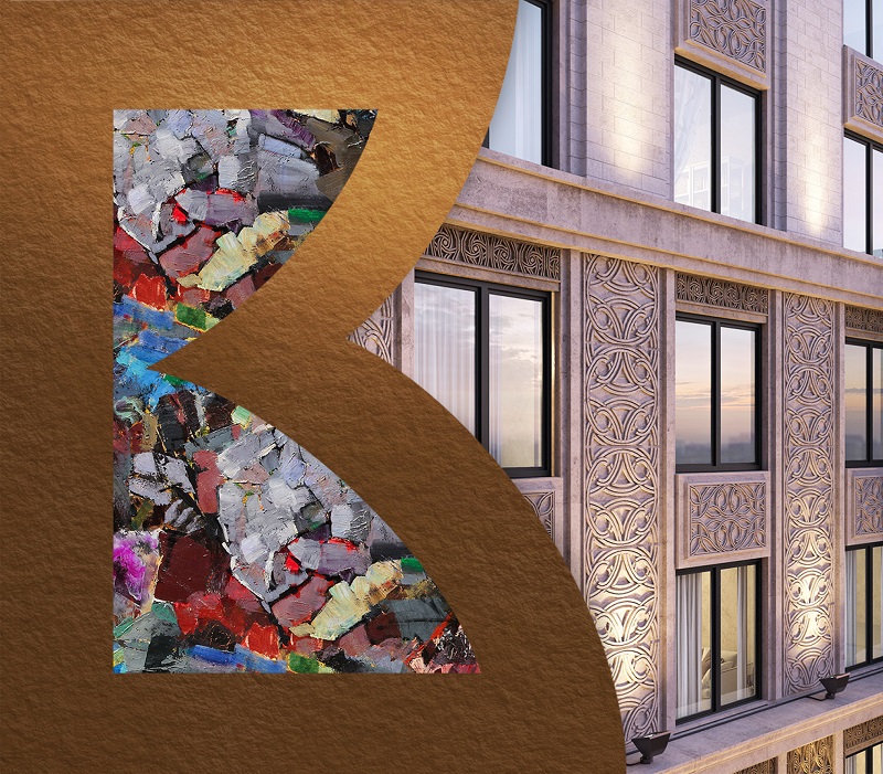 Мозаика в жилом проекте премиум-класса, расположенном по адресу: улица Врубеля, дом 4, рядом со знаменитым Посёлком художников в московском районе Сокол. Интеко