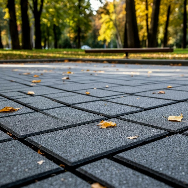 Резиновая тротуарная плитка в парке