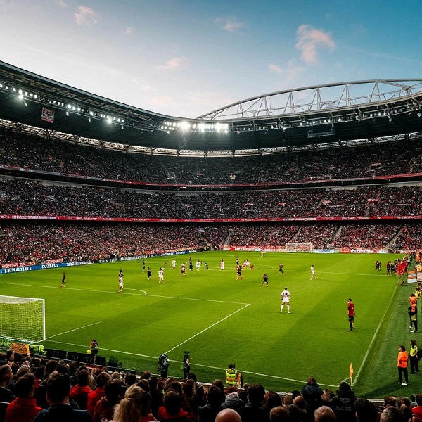 Футбольный матч на стадионе