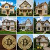 Коллаж на тему покупки недвижимости за биткоины