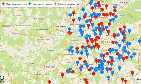 Московская программа комплексного развития территорий, карта КРТ