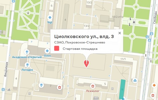 Циолковского ул., влд. 3, СЗАО, Покровское-Стрешнево. Стартовая площадка