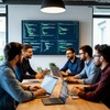 Разработчики на планерке обсуждают создание сайта