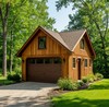 Каркасный гараж около загородного дома