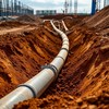 Прокладка трубы в траншее при строительстве здания