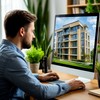 Покупатель рассматривает предложение новостройки на мониторе своего компьютера