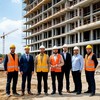 Несколько инженеров и архитекторов на строительной площадке