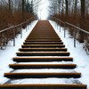 Общественная лестница с противоскользящими накладками на ступенях, зима