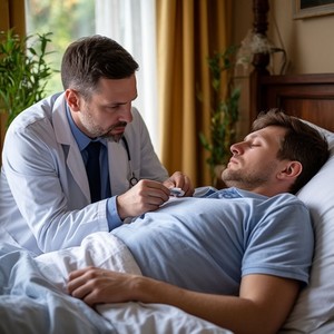 Доктор осматривает пациента на дому