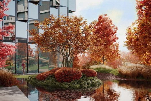 Концепция будущего ландшафтного парка «Алый сад» небоскреба Famous, созданная японским бюро MADMA и его главой Хироки Мацуура