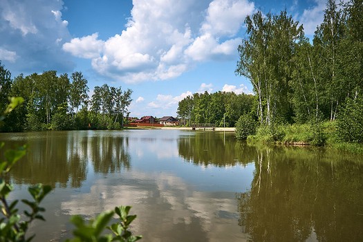 "Романовские дачи" - коттеджный посёлок на Симферопольском шоссе. Вид с реки.