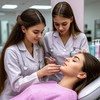 Несколько девушек проходят стажировку на косметологов в салоне красоты