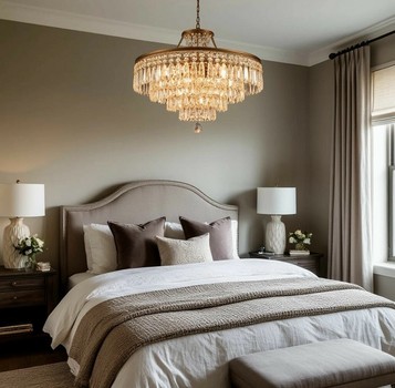 Люстра в спальной комнате