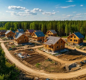 Строительство коттеджного поселка у леса