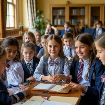 Дети в частной элитной школе