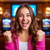 Девушка радуется выигрышу в лотерее Powerball