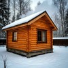 Деревянная баня на частном участке зимой
