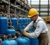 Проверка газовых баллонов на промышленном предприятии