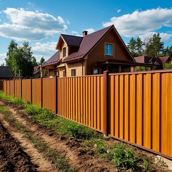 Забор из профнастила вдоль частного участка