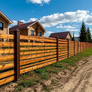 Пример забора на участке в коттеджном поселке