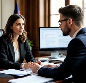 Женщина консультируется с юристом